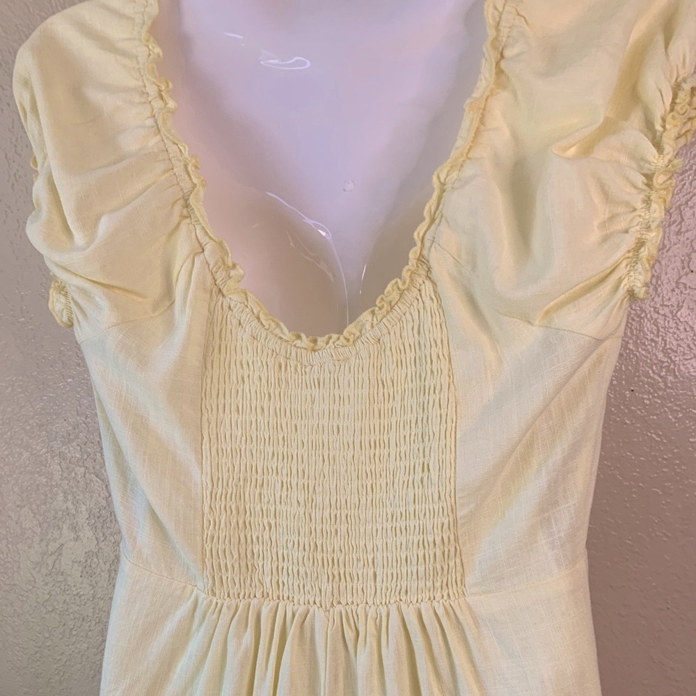 Cotton On Y2K Butter Yellow Linen Blend Milkmaid Babydoll Dress Size XS - Picture 6 of 10
